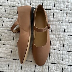No. 6 Store Mocha Satin Tan Mary Jane’s